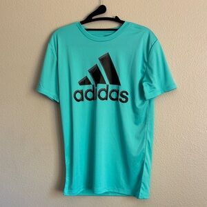 Adidas Men's Turquoise Tee with Black Logo size L/G (14-16)